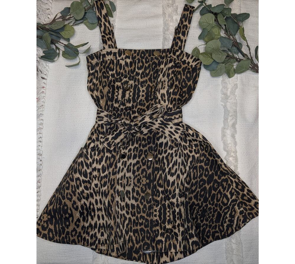 Wisteria Lane Leopard Print Denim Dress